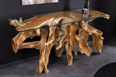 Console ROOT 150 cm, étagère en bois de teck sans plateau en verre - 44121