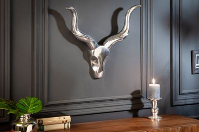 Décoration murale en bois de cerf STYLE ROCKS aluminium argenté - 8914