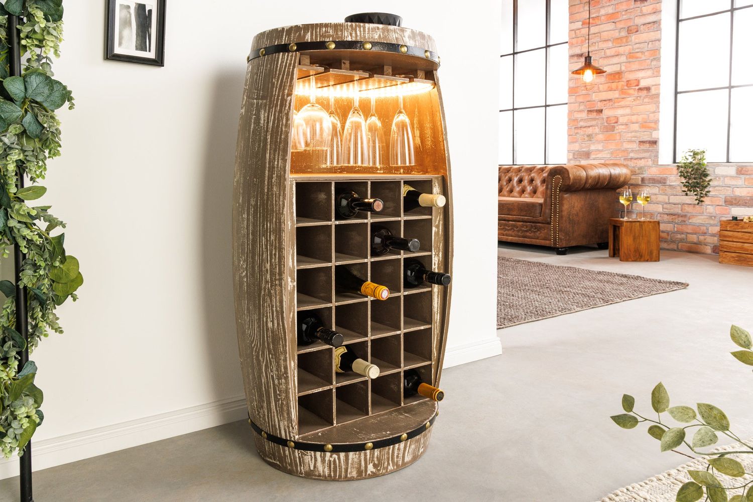 Demi-cave à vin BODEGA 100 cm pour 24 bouteilles, en sapin massif naturel - 40415