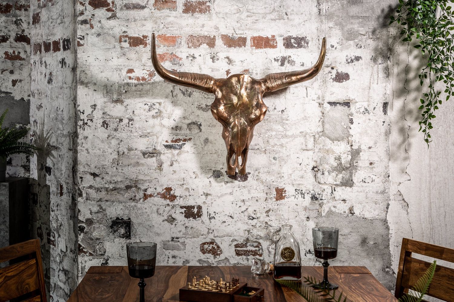 Crâne décoratif mural MATADOR 70 cm cuivre moucheté - 39533