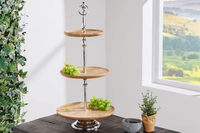 Étagère décorative PURE NATURE 70 cm, 3 plateaux, bois de manguier - 42734