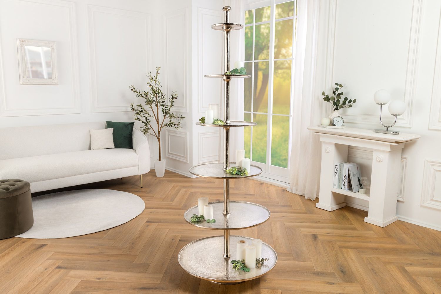 Étagère ABSTRACT 180cm 6 plateaux argent - 44475