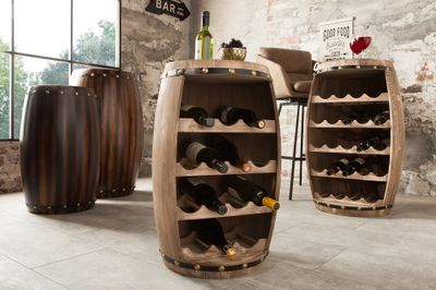 Étagère à vin BODEGA 60 cm pour 14 bouteilles, bois de sapin naturel - 38964