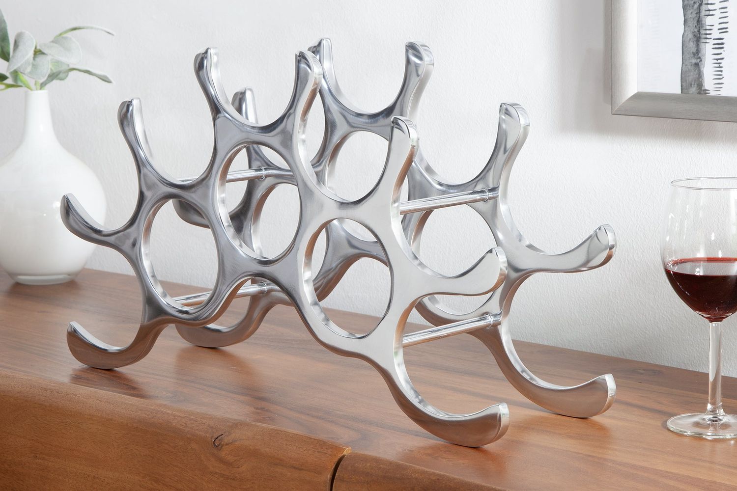 Étagère à vin pour 10 bouteilles, aluminium argenté - 8525