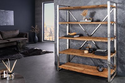 Étagère BARRACUDA 185 cm en bois de teck et acier inoxydable chromé - 43616