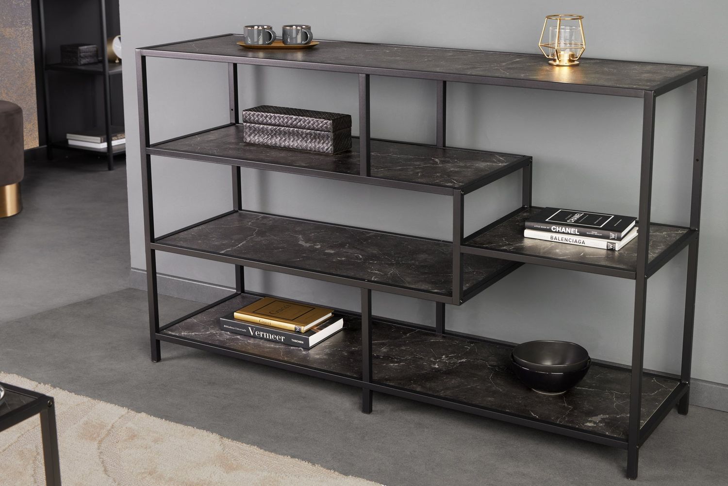 Étagère SLIM LINE 115x80cm aspect marbre anthracite - 44180