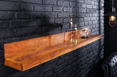 Etagère murale MAKASSAR 140cm finition pierre naturelle bois de sheesham - 44746