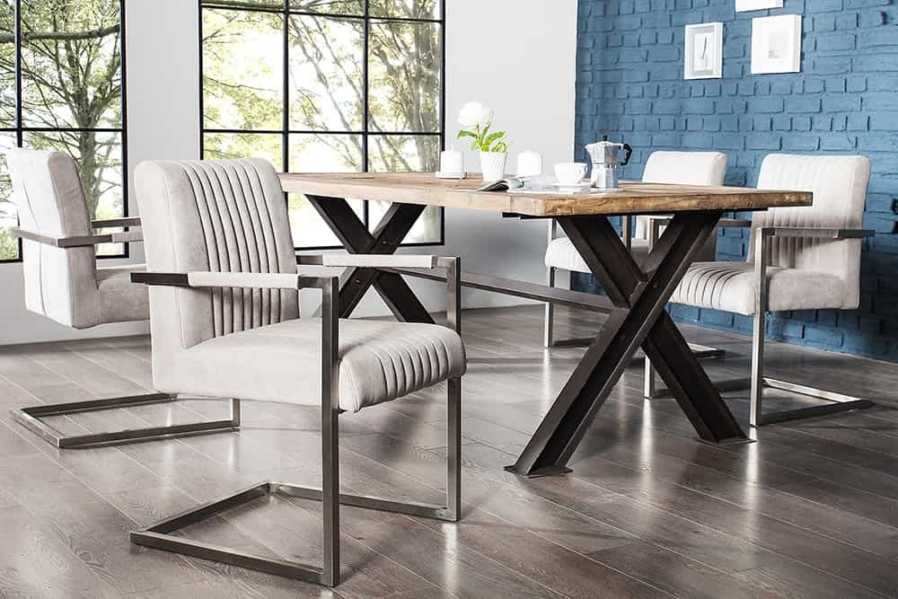 Fauteuil cantilever BIG ASTON avec accoudoirs en microfibre gris pierre - 39086