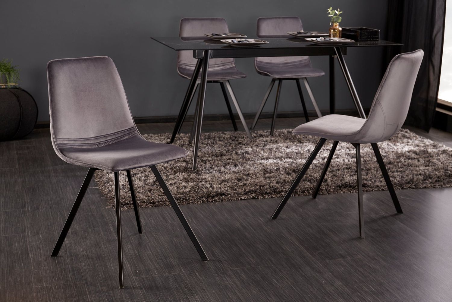 Fauteuil AMSTERDAM en velours gris foncé - 39920