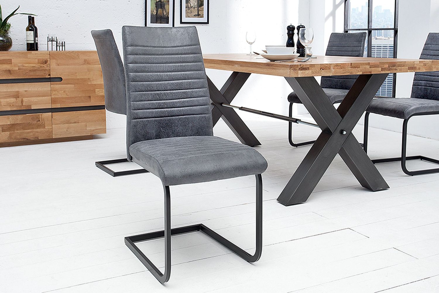 Fauteuil cantilever APARTMENT en microfibre gris antique - 39378