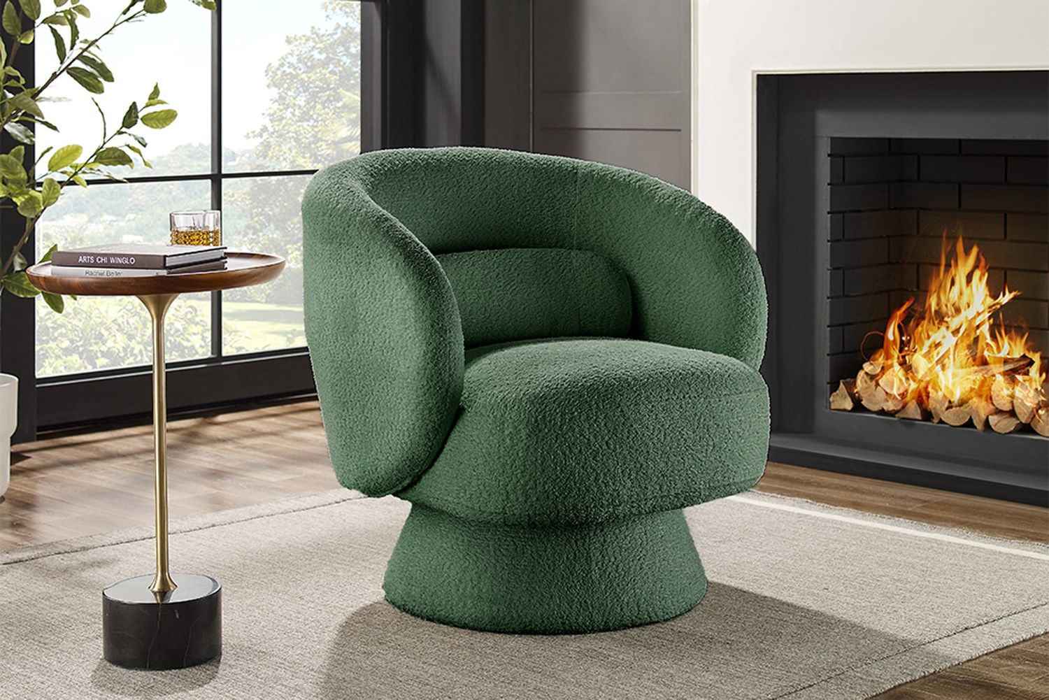 Fauteuil BOSSA NOVA 360° rotatif bouclé vert - 45840
