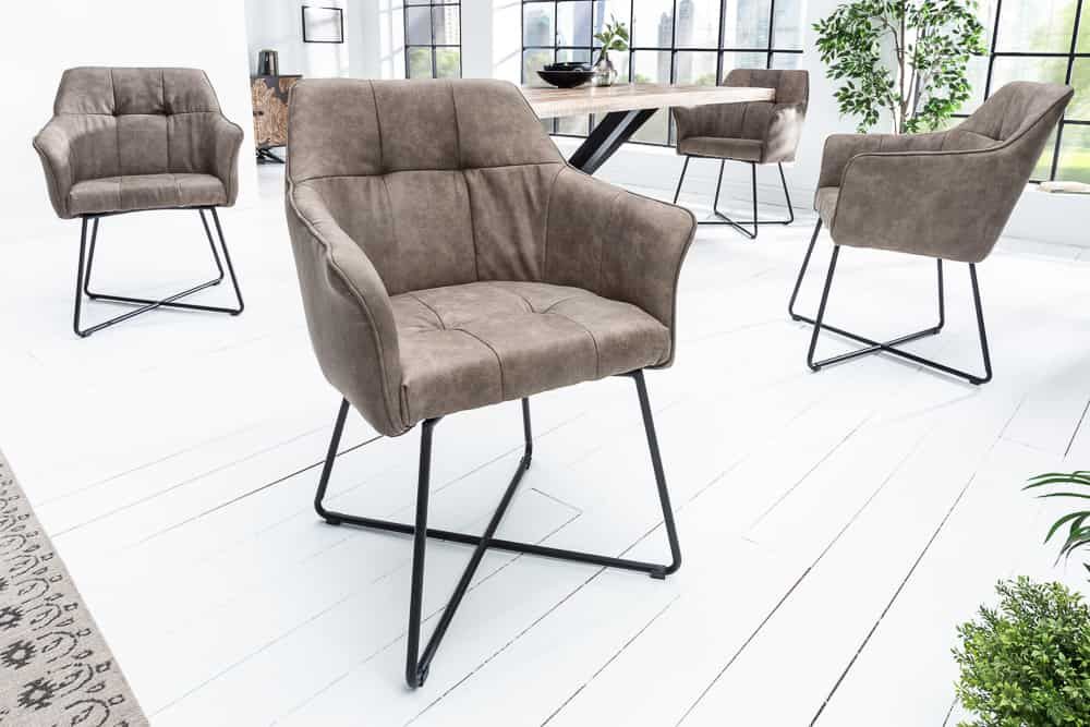 Fauteuil LOFT avec accoudoirs, tissu texturé taupe vintage - 42475