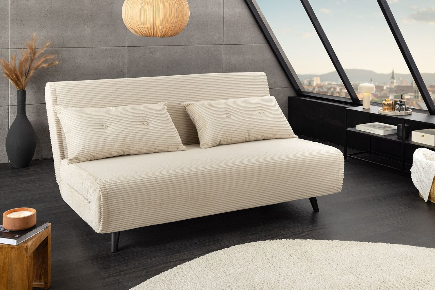 Fauteuil convertible SMART MULTIFONCTION Cordon beige 140 cm - 47145