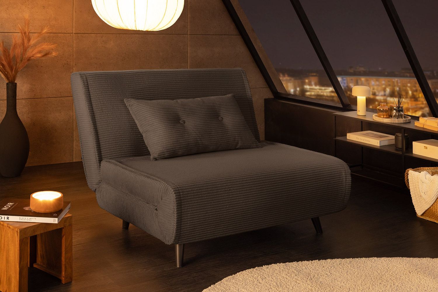 Fauteuil convertible SMART MULTIFONCTION Cordon gris 100 cm - 47141