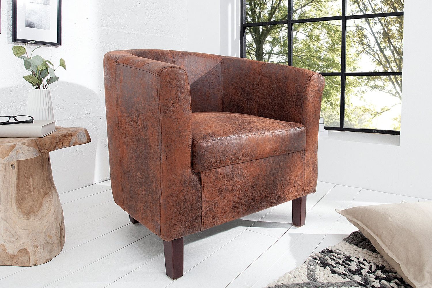 Fauteuil HEMINGWAY en microfibre marron whisky - 38475