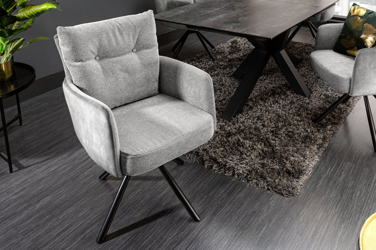 Fauteuil pivotant BIG GEORGE avec accoudoirs, revêtement en tissu plat gris, pivotant - 40167