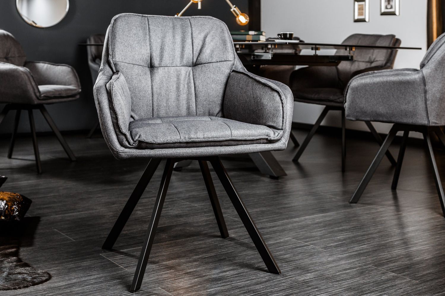 Fauteuil pivotant LOUNGER 180° avec accoudoirs en microfibre grise - 39352