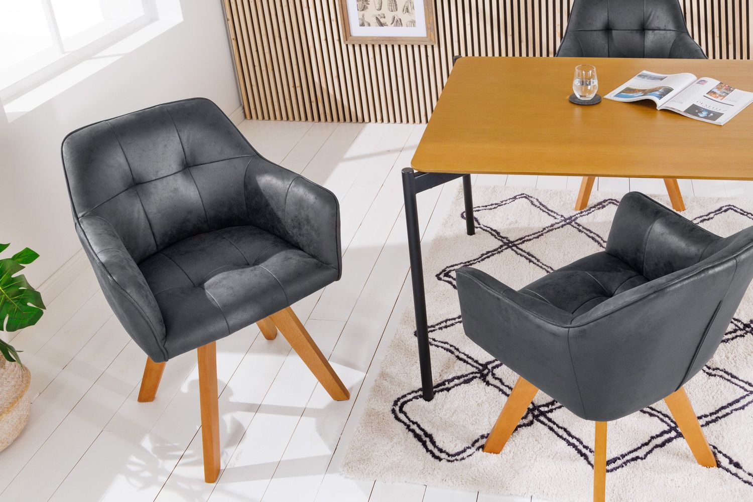 Fauteuil pivotant LOFT 180° avec accoudoirs en microfibre gris antique - 42388