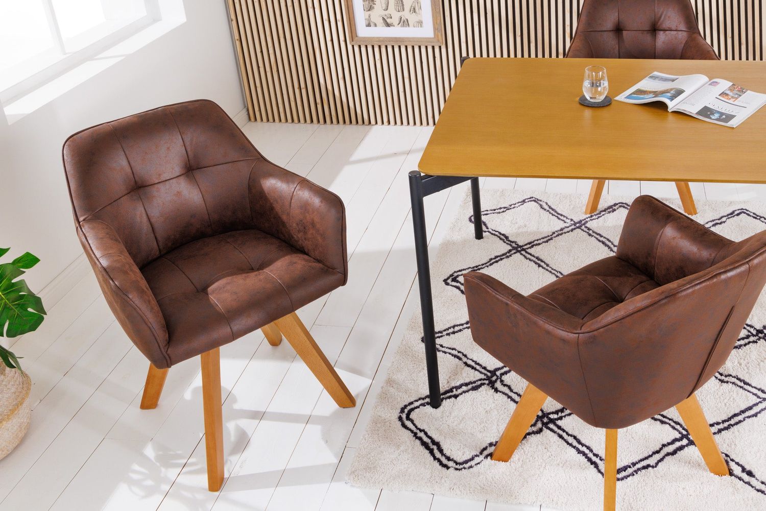 Fauteuil pivotant LOFT 180° avec accoudoirs en microfibre marron antique - 42389