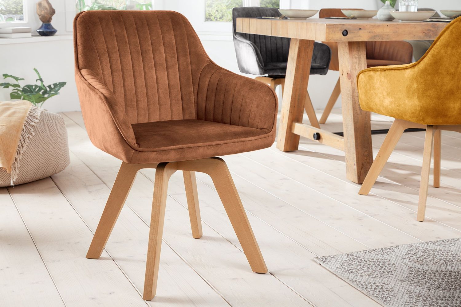 Fauteuil pivotant LIVORNO 180° velours marron - 46657