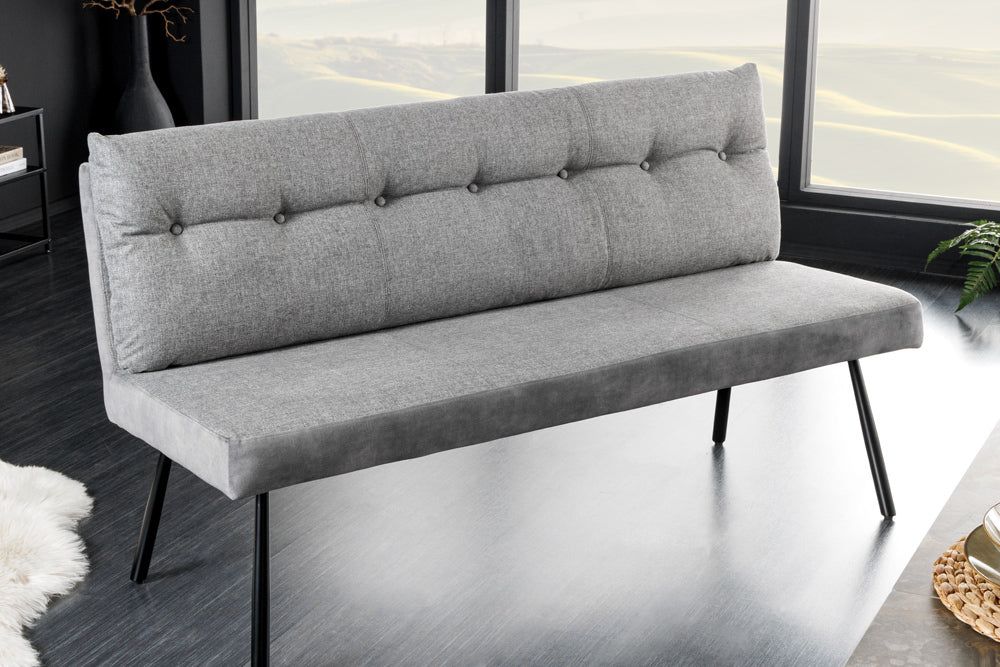 Banc BIG GEORGE 160cm en tissu tissé plat, âme à ressorts, velours gris - 44013