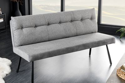 Banc BIG GEORGE 160cm en tissu tissé plat, âme à ressorts, velours gris - 44013