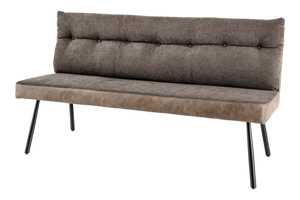 Banc BIG GEORGE 160 cm, assise plate en tissu tissé, âme à ressorts, velours taupe marron - 44716