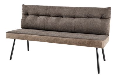 Banc BIG GEORGE 160 cm, assise plate en tissu tissé, âme à ressorts, velours taupe marron - 44716