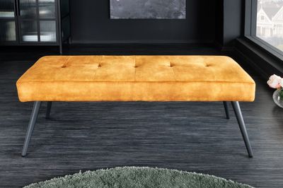Banc BOUTIQUE 100cm velours jaune moutarde - 44424