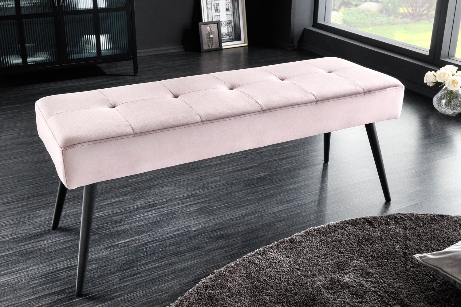 Banc BOUTIQUE 100cm velours rose - 43322