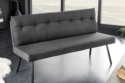 Banc BIG GEORGE 160cm en tissu tissé plat à ressorts, âme en velours anthracite - 44012