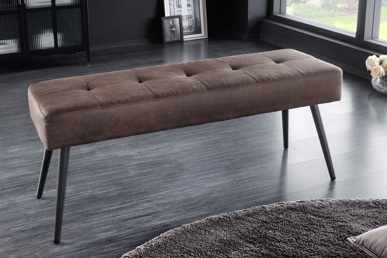 Banc BOUTIQUE 100cm microfibre marron - 44243