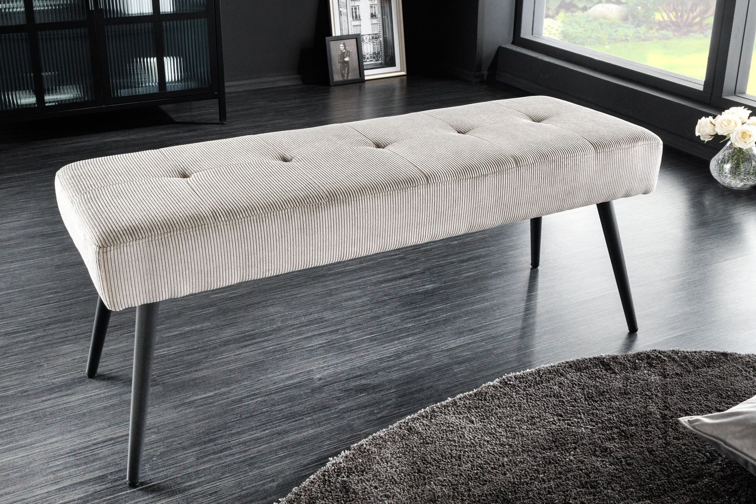 Banc BOUTIQUE Cordon 100cm gris clair - 43317