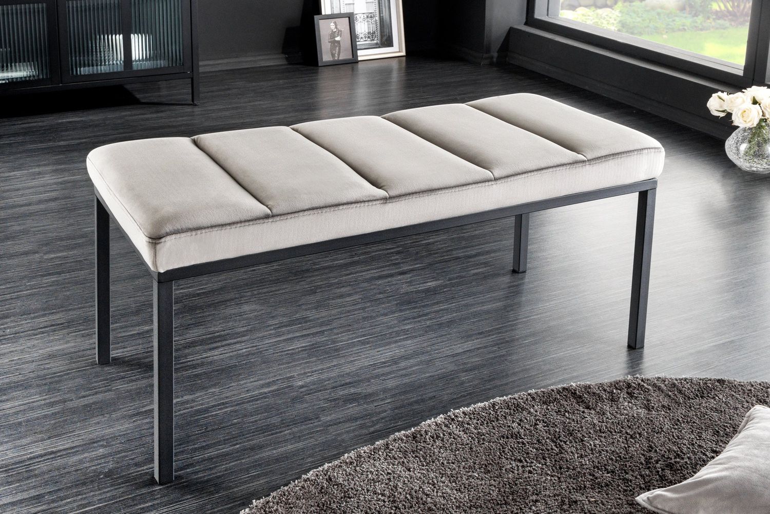 Banc BOUTIQUE 80cm velours gris clair - 43314