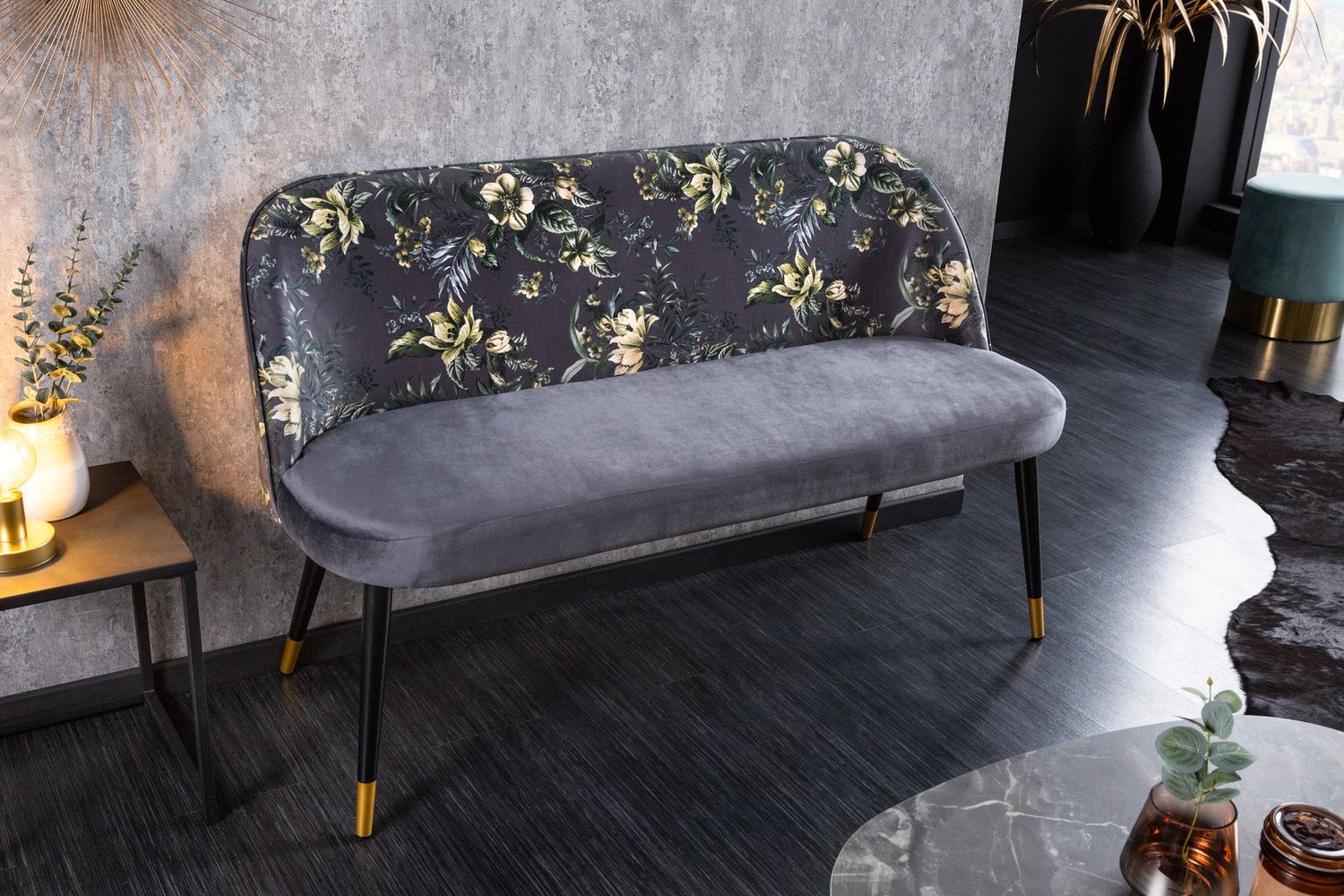 Banc PRÊT-À-PORTER BOUTIQUE 130cm velours gris - 41707