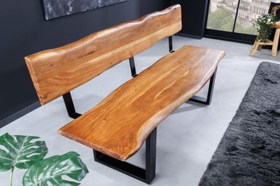 Banc MAMMUT 160 cm, pieds en U 40 mm, dossier en bois d'acacia finition miel - 46153