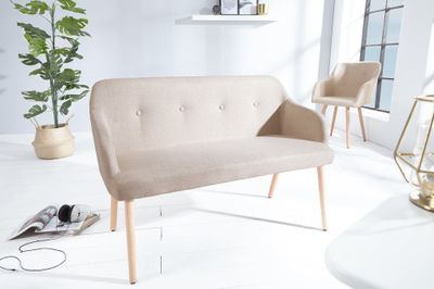 Banc SCANDINAVIA 116 cm avec accoudoirs, tissu texturé naturel - 37927