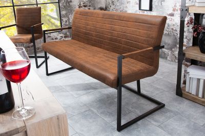 Banc LOFT 160 cm avec accoudoirs, microfibre marron vintage - 38198