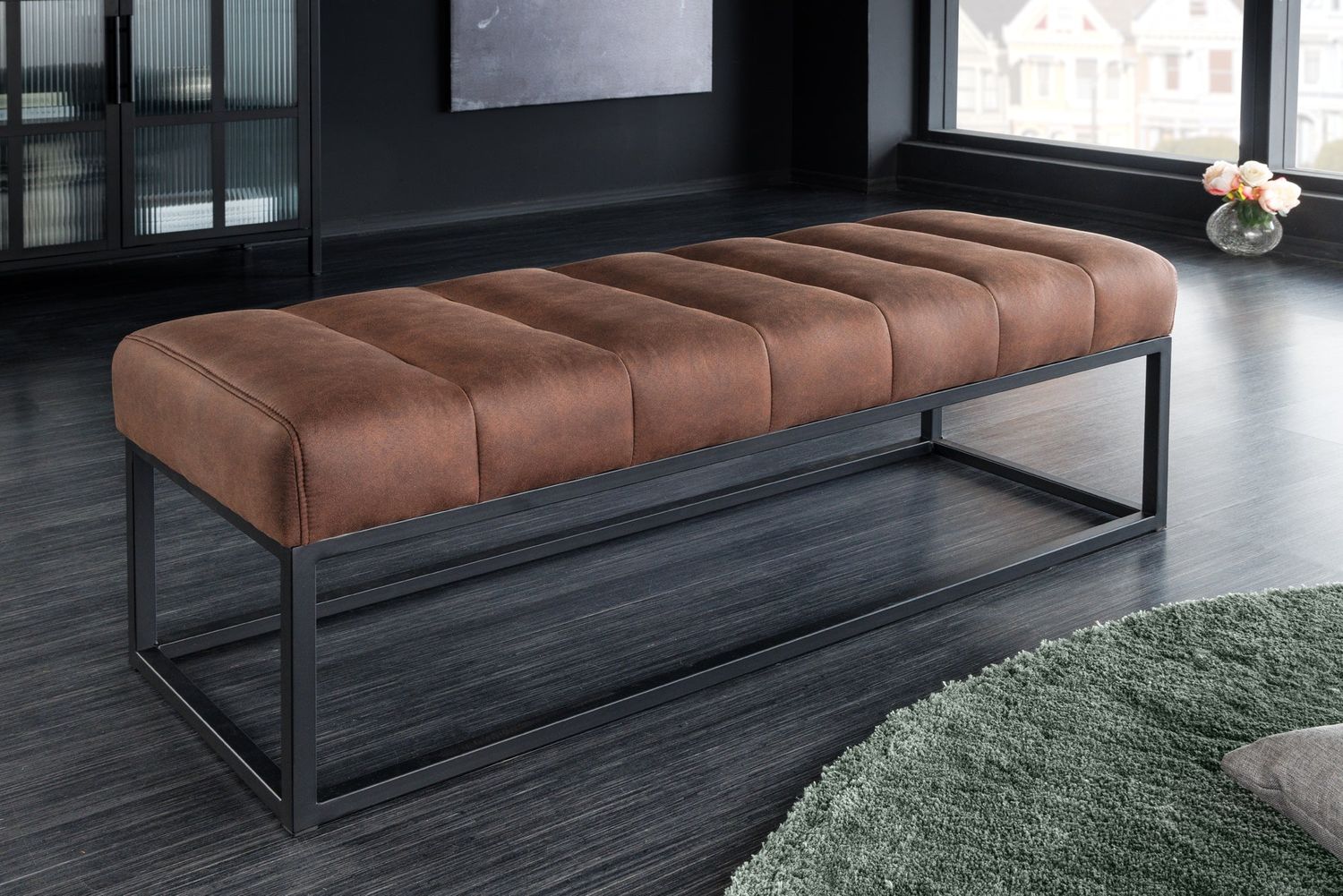 Banc PETIT BEAUTÉ 110cm microfibre marron antique - 44426