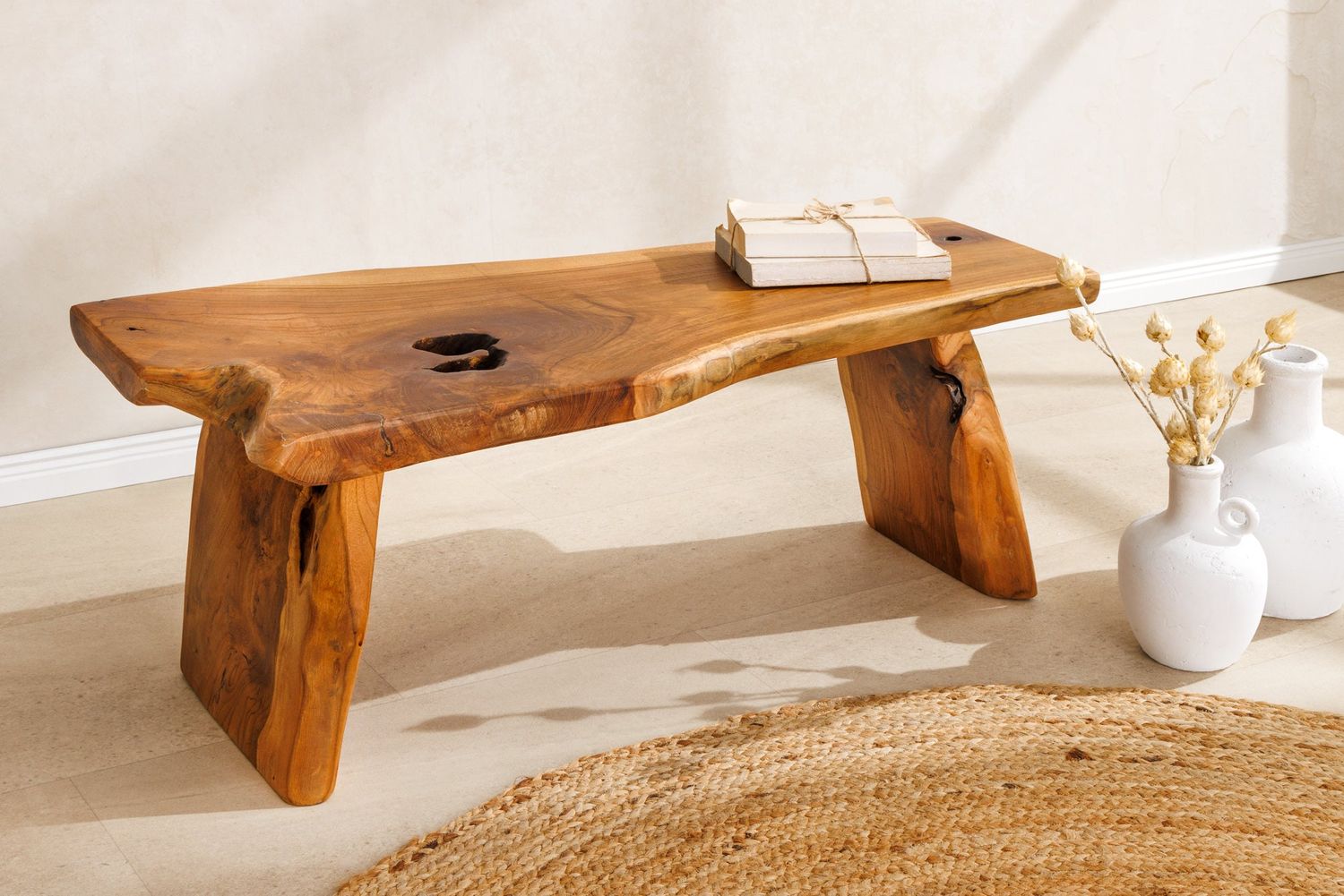 Banc ROOT 100 cm en teck brun naturel - 44706