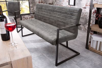 Banc LOFT 160 cm avec accoudoirs, microfibre gris vintage - 38199
