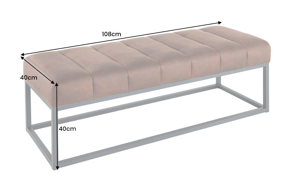 Banc PETIT BEAUTÉ 110cm microfibre gris taupe - 44427