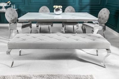 Banc MODERN BAROCK 170cm velours gris noble style baroque - 39161