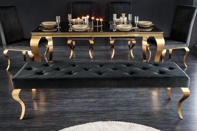 Banc MODERN BAROCK 170cm velours noir pieds dorés - 43386