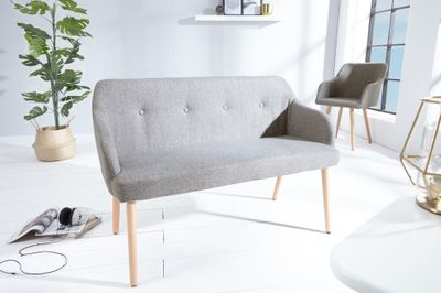 Banc SCANDINAVIA 116 cm avec accoudoirs, tissu texturé gris clair - 37925
