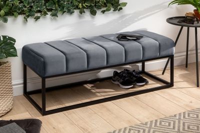 Banc PETIT BEAUTE 110cm velours gris argenté - 44267