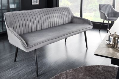 Banc TURIN 160cm velours gris argenté - 43692