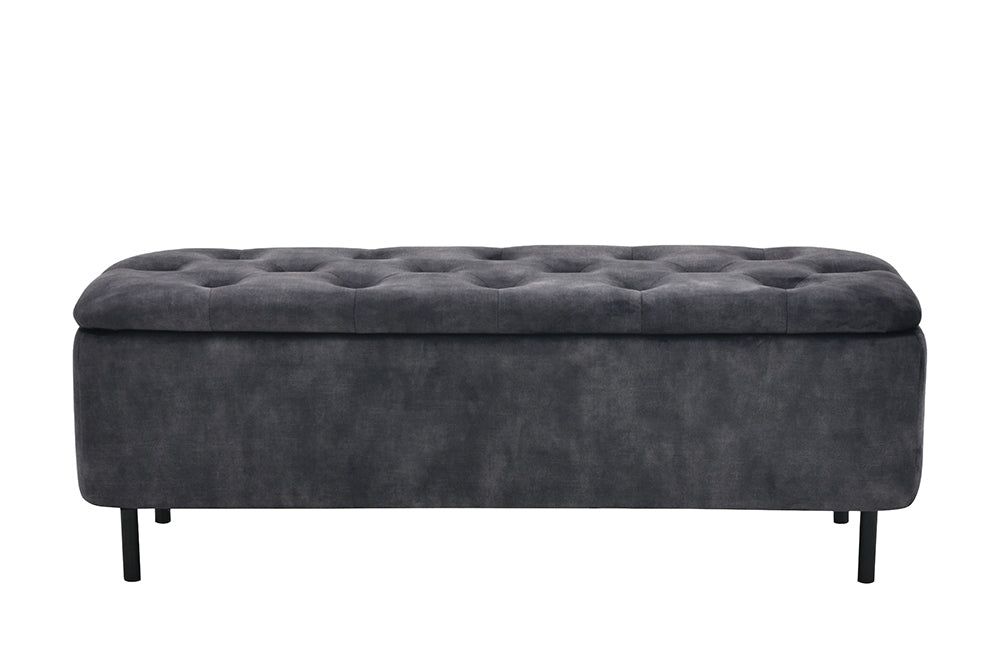 Banc-commode EN VOGUE 120 cm avec espace de rangement, velours gris - 47654
