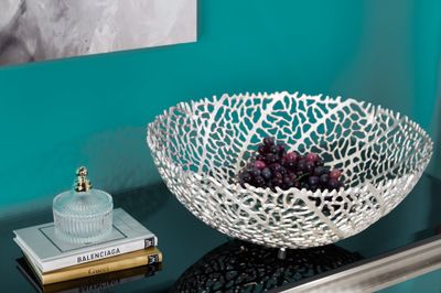 Bol ABSTRAIT FEUILLE 45cm argent - 43191
