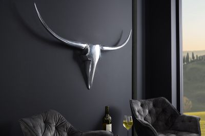 Bois de cerf décoratifs, taureau, 120 cm, aluminium argenté - 8528